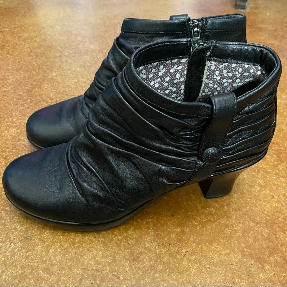 Dansko Heeled Boots Black Runched Buffy Zip Ankle Size EU41 US10 - Picture 4 of 15